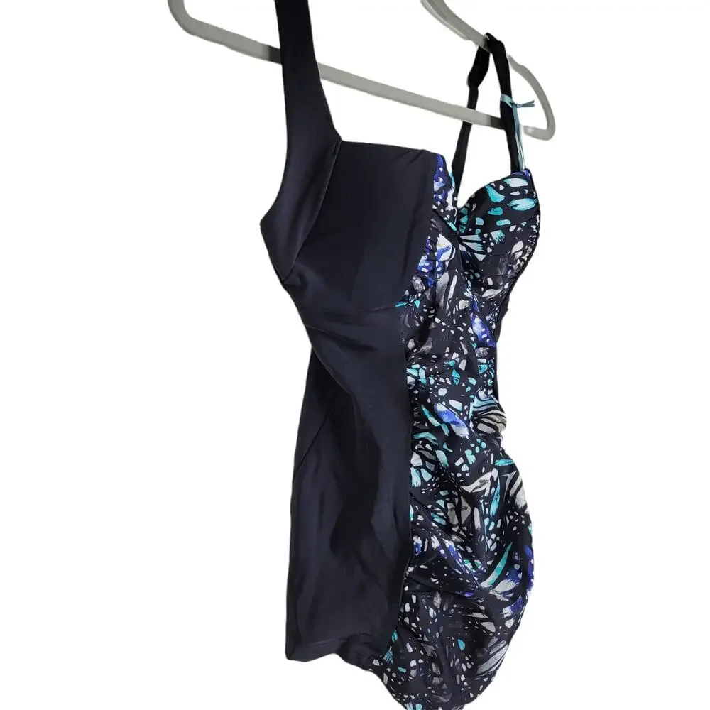 Panache Annalise Underwire Ruched Tankini Butterfly Swim Top Women Sz 32D - Picture 5 of 9